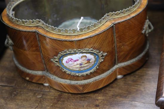 A 19th century French serpentine kingwood and gilt metal mounted jardiniere, 13.5in.